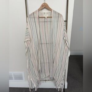 Caslon Striped Swim Coverup - Cream with Multicolor Stripes
